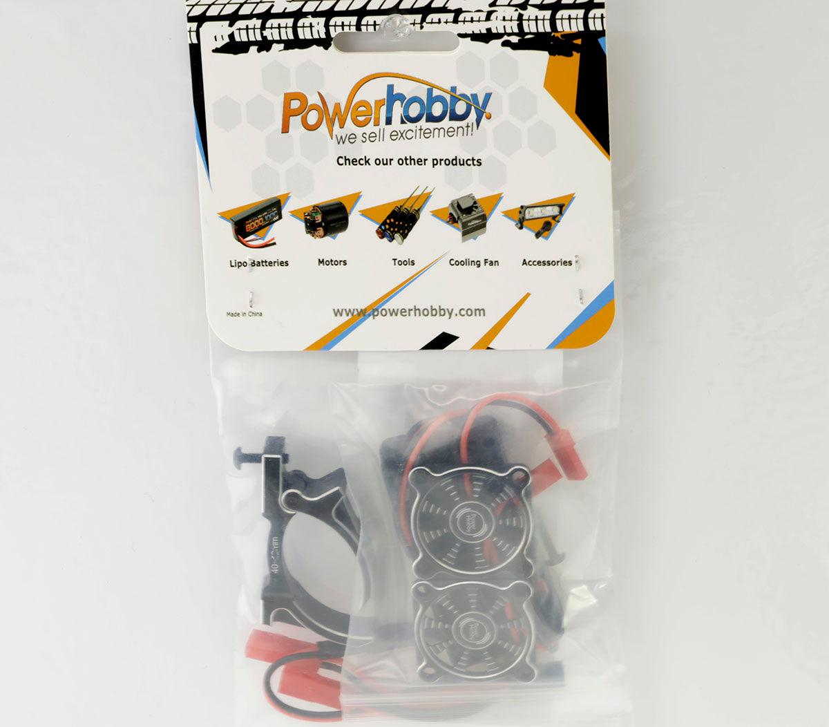 Powerhobby 1/8 Aluminum Heatsink 30mm Twin Turbo High Speed Cooling Fans 28K Black - PowerHobby