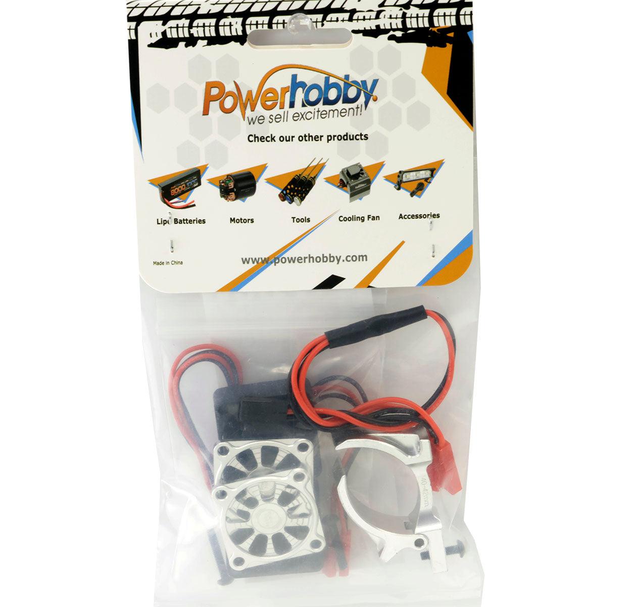 Powerhobby 1/8 Aluminum Heatsink 30mm Twin Turbo High Speed Cooling Fans 28K Silver - PowerHobby