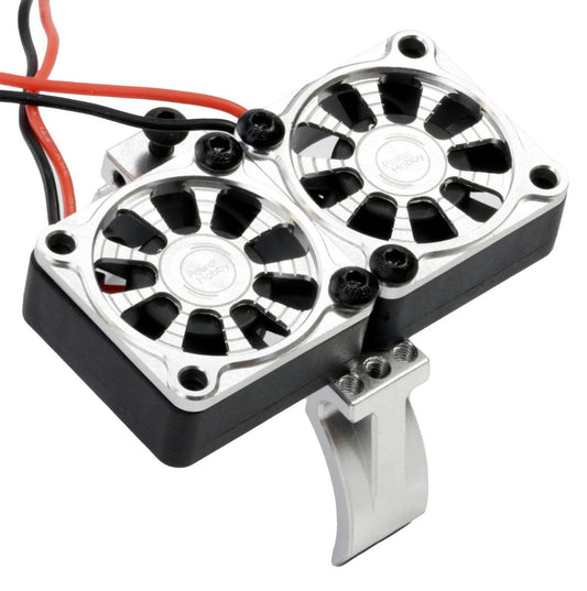 Powerhobby 1/8 Aluminum Heatsink 30mm Twin Turbo High Speed Cooling Fans 28K Silver - PowerHobby