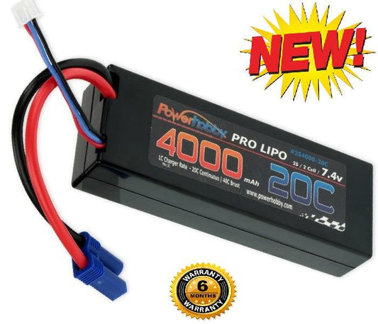 PowerHobby 2S 7.4V 4000mAh 20C Lipo Battery Pack w EC5 Plug Hard Case - PowerHobby