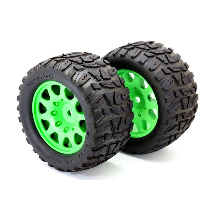 Powerhobby Raptor XL Belted Tires Viper Wheels (4) Arrma Kraton Outcast 8S GREEN - PowerHobby