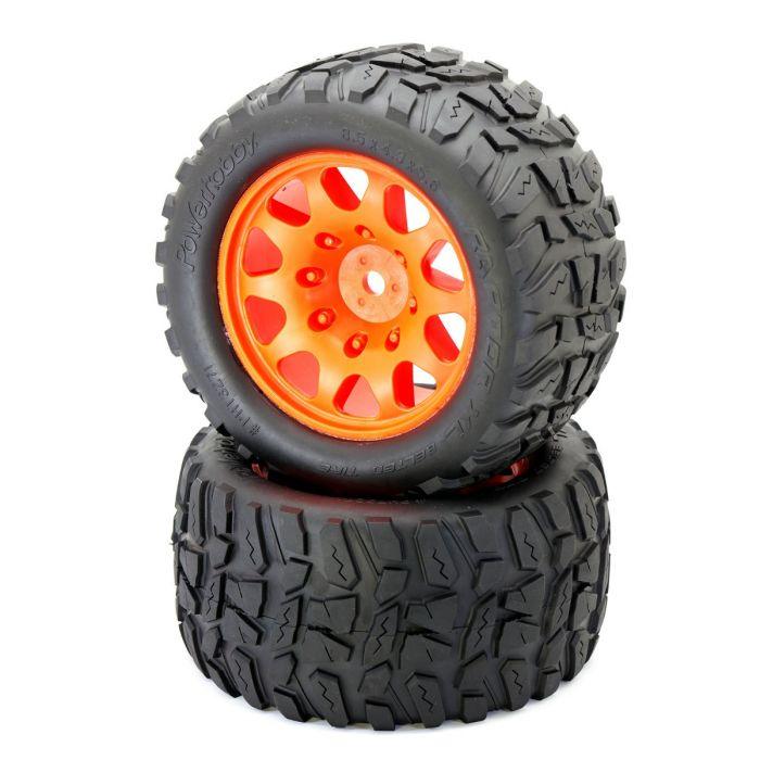 Powerhobby Raptor XL Belted Tires Viper Wheels 4 Arrma Kraton Outcast 8S Orange - PowerHobby
