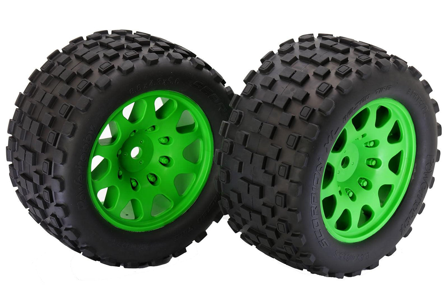 Powerhobby SCORPION XL Belted Tires / Viper Wheels (4) FOR Traxxas X-Maxx GREEN - PowerHobby