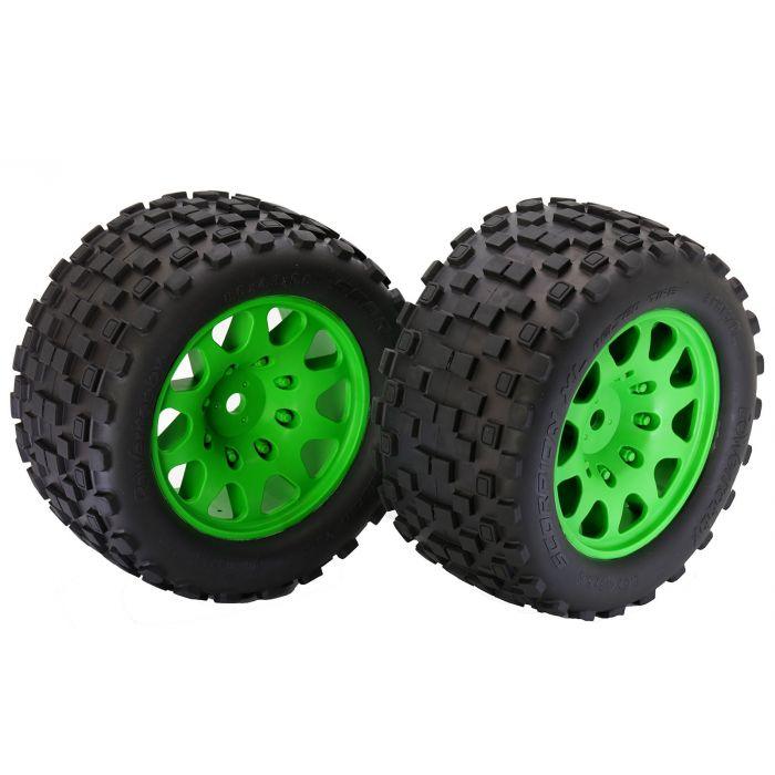 Powerhobby SCORPION XL Belted Tires Viper Wheels 4 Arrma Kraton OUTCAST 8S GREEN - PowerHobby