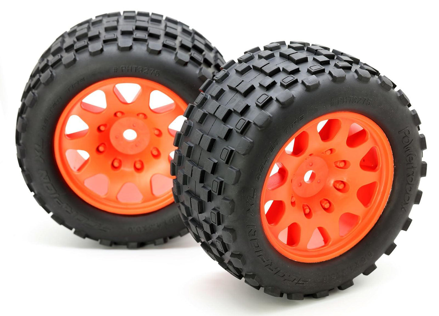 Powerhobby SCORPION XL Belted Tires / Viper Wheels (4) FOR Traxxas X-Maxx ORANGE - PowerHobby