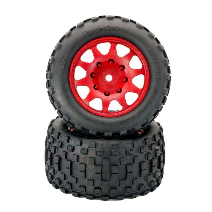Powerhobby SCORPION XL Belted Tires Viper Wheels (4) Arrma Kraton OUTCAST 8S RED - PowerHobby