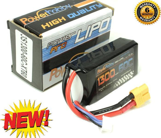 Powerhobby 3S 11.1V 1300mAh 60C Lipo Battery Soft Case 3-Cell w XT60 Connector - PowerHobby