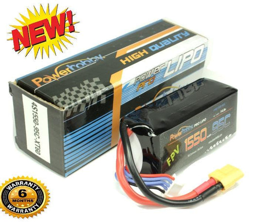 Powerhobby 4S 14.8V 1550mAh 95C Lipo Battery with XT60 Connector - PowerHobby