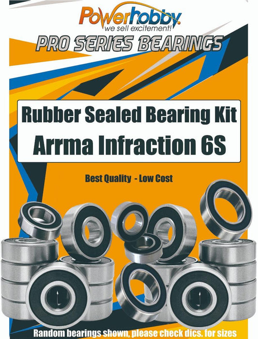 PowerHobby Pro Series Rubber Sealed Bearing Kit Arrma Infraction 6S V1 V2 - PowerHobby