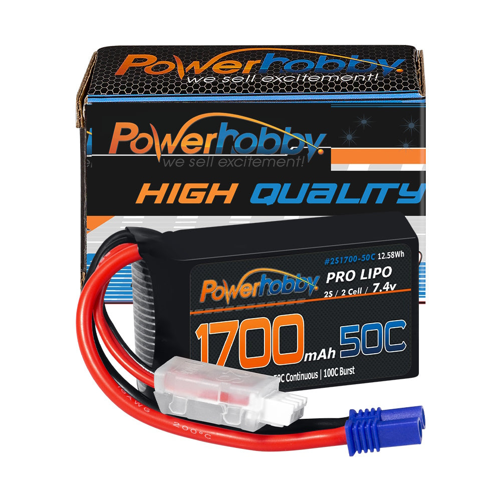 Powerhobby 2S 1700mAh 50C LiPo Battery w EC2 Plug : Losi Mini-B - PowerHobby