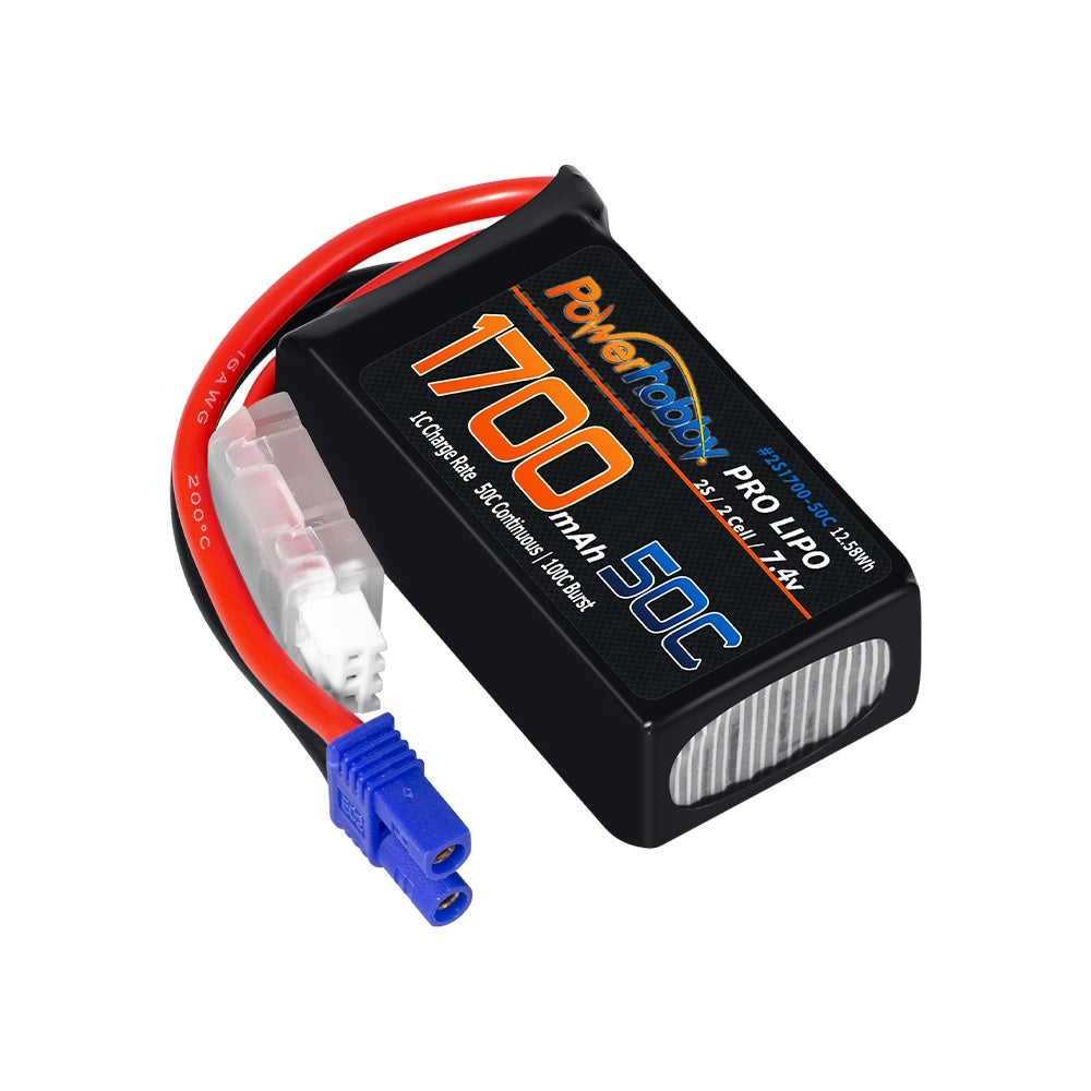 Powerhobby 2S 1700mAh 50C LiPo Battery w EC2 Plug : Losi Mini-B - PowerHobby