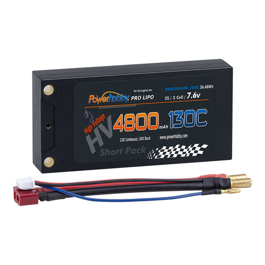 Powerhobby 2S 7.6V 4800mAh 130C HV + Graphene Shorty Lipo Battery 5mm LCG - PowerHobby