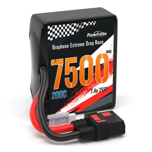 Powerhobby Graphene 2S 7500MAH 200C DRAG LIPO BATTERY 2S5P w 8AWG Wire QS8 PLUG - PowerHobby