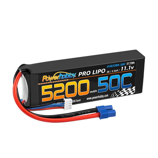 PowerHobby 3S 11.1V 5200mAh 50C Lipo Battery Pack w EC3 Plug 3-Cell - PowerHobby