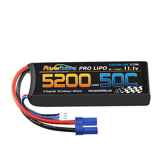 Powerhobby 3s 11.1V 5200mah 50c Lipo Battery w EC5 Plug - PowerHobby