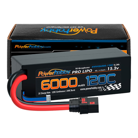 Powerhobby 4s 15.2v 6000MAH 120C Graphene + HV Lipo Battery QS8 Plug Hard Case 8AWG - PowerHobby