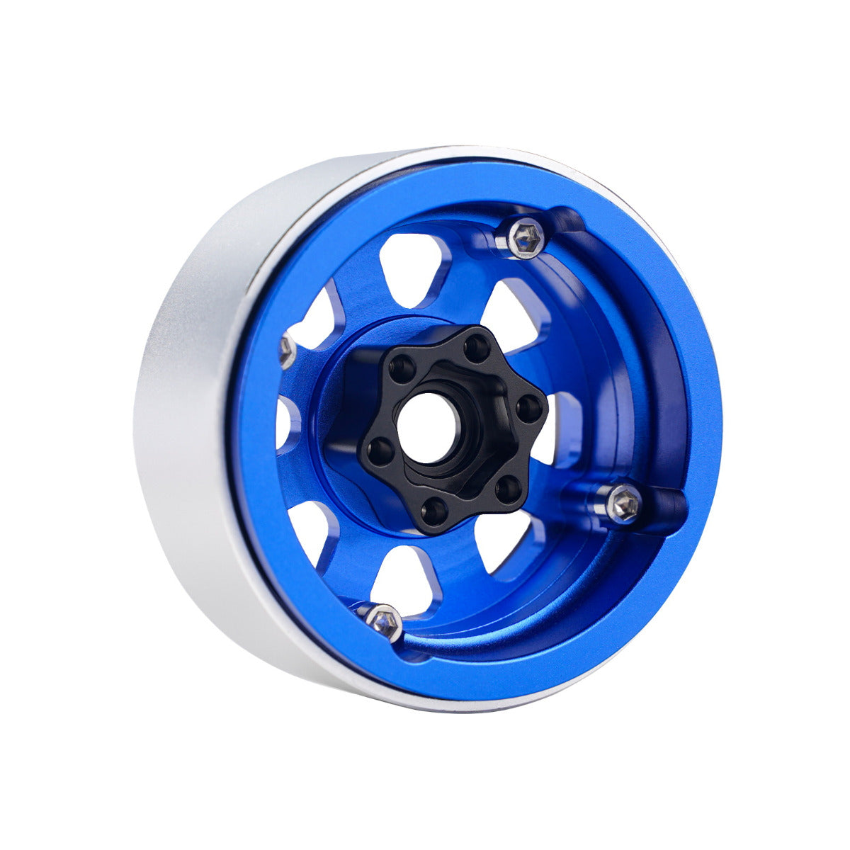 Powerhobby B1 Aluminum 1.9 Beadlock Wheels w 9mm Hubs Blue (4) 1/10 Rock Crawler - PowerHobby