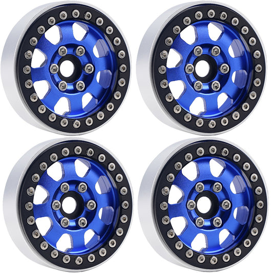 Powerhobby B1 Aluminum 1.9 Beadlock Wheels w 9mm Hubs Blue (4) 1/10 Rock Crawler - PowerHobby