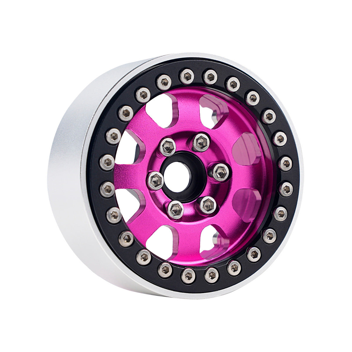 Powerhobby B1 Aluminum 1.9 Beadlock Wheels w 9mm Hubs Pink (4) 1/10 Rock Crawler - PowerHobby