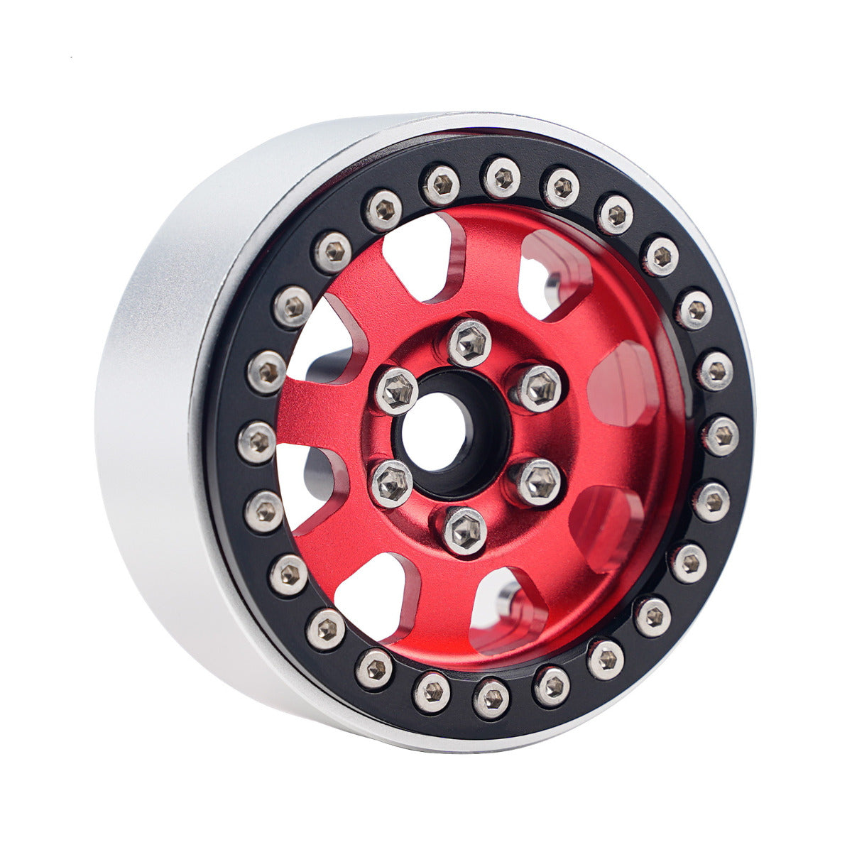 Powerhobby B1 Aluminum 1.9 Beadlock Wheels w 9mm Hubs Red (4) 1/10 Rock Crawler - PowerHobby