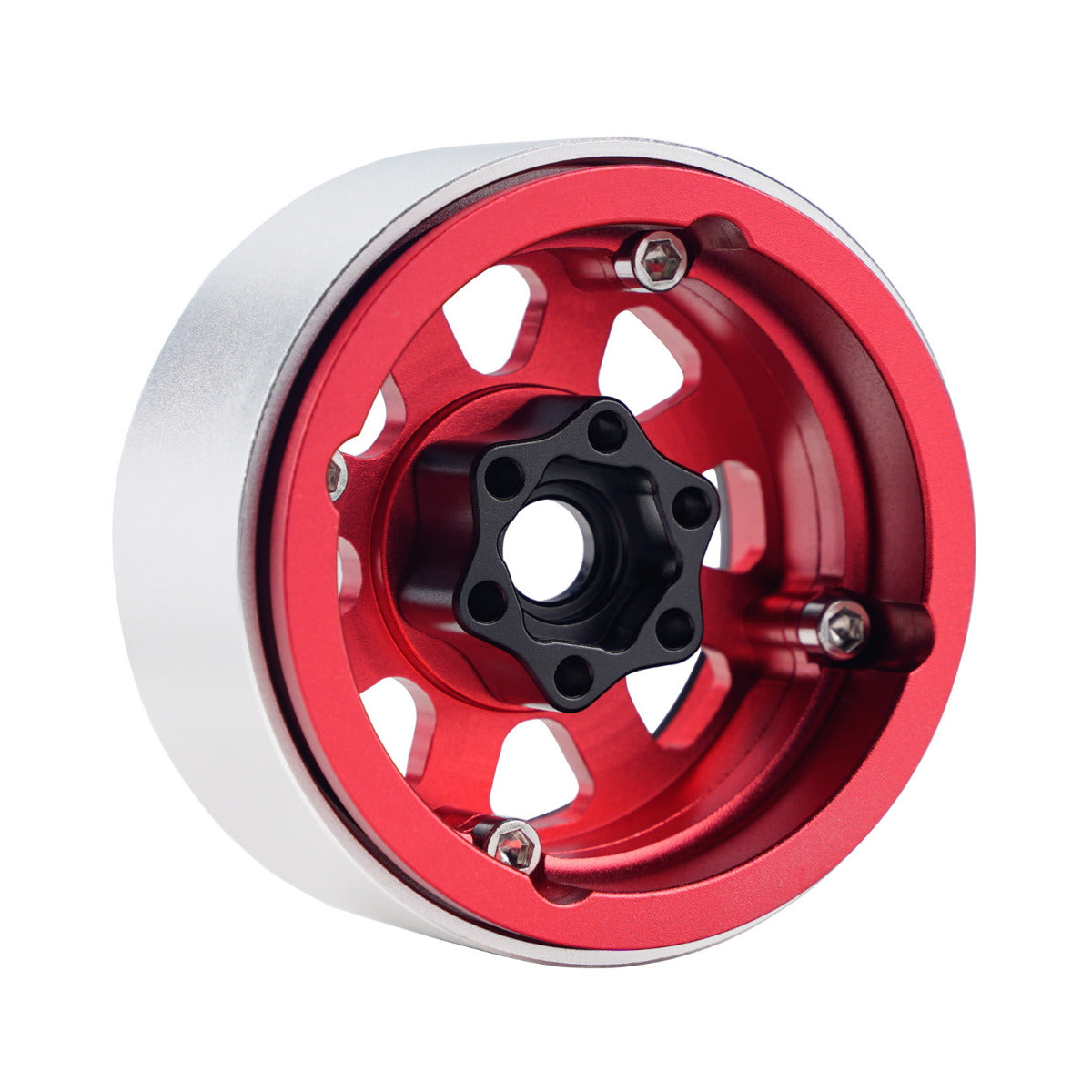 Powerhobby B1 Aluminum 1.9 Beadlock Wheels w 9mm Hubs Red (4) 1/10 Rock Crawler - PowerHobby