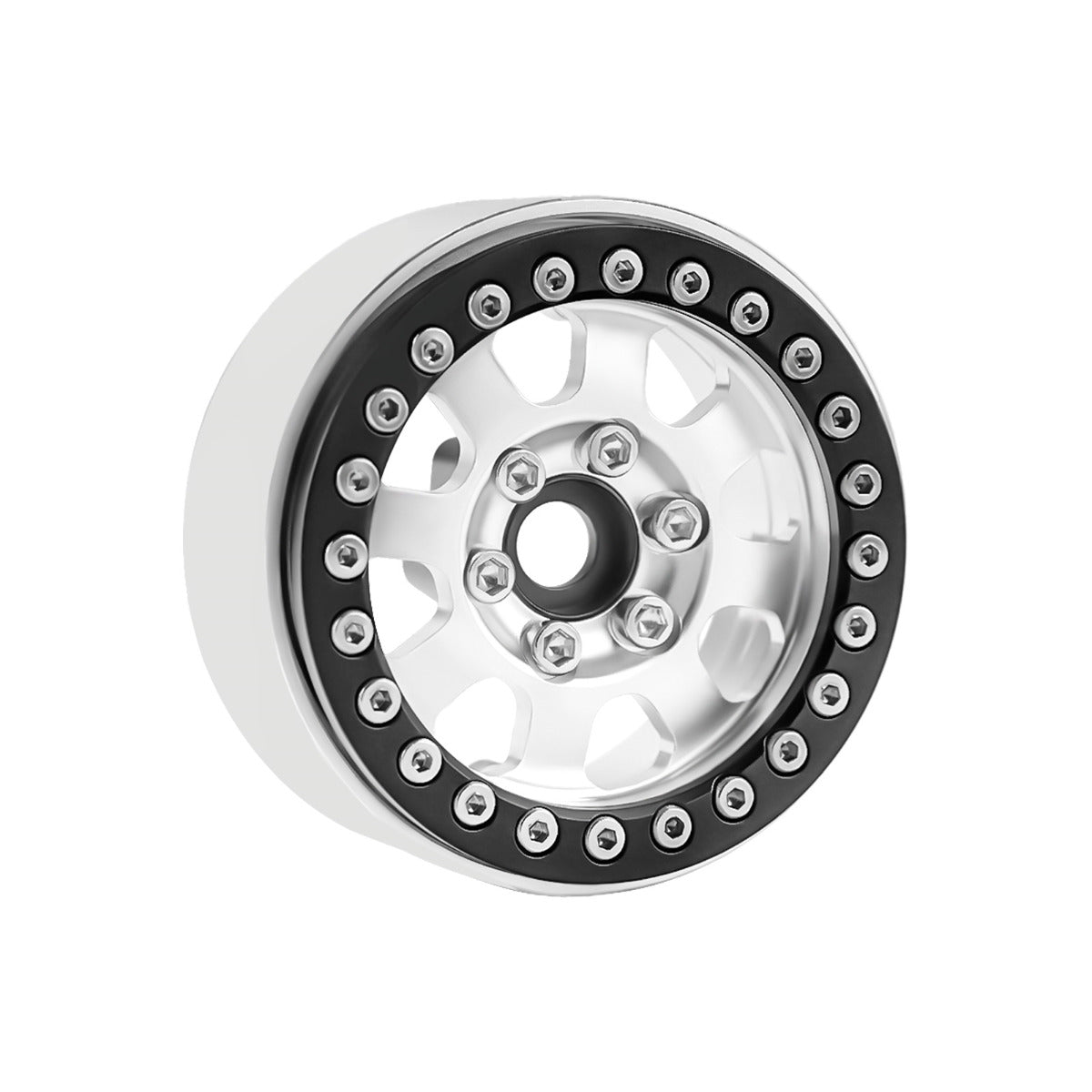 Powerhobby B1 Aluminum 1.9 Beadlock Wheels 9mm Hubs Silver (4) 1/10 Rock Crawler - PowerHobby