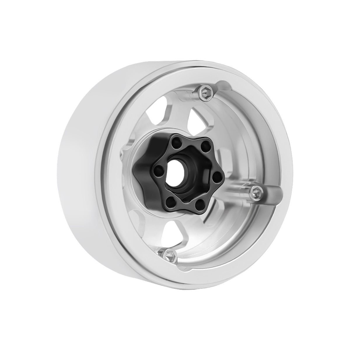 Powerhobby B1 Aluminum 1.9 Beadlock Wheels 9mm Hubs Silver (4) 1/10 Rock Crawler - PowerHobby