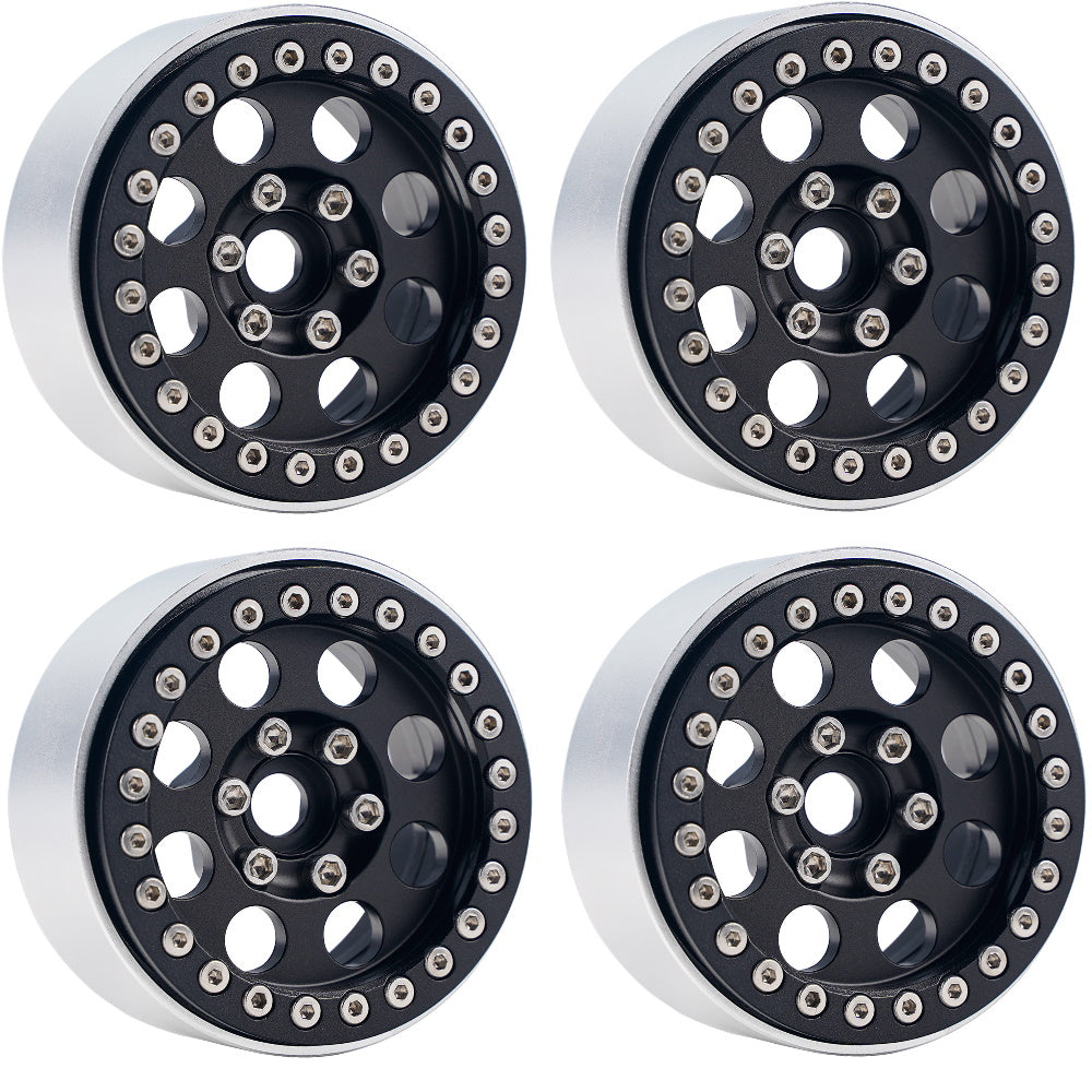 Powerhobby B2 Aluminum 1.9 Beadlock Wheels 9mm Hubs Black (4) 1/10 Rock Crawler - PowerHobby