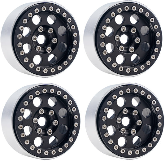 Powerhobby B2 Aluminum 1.9 Beadlock Wheels 9mm Hubs Black (4) 1/10 Rock Crawler - PowerHobby