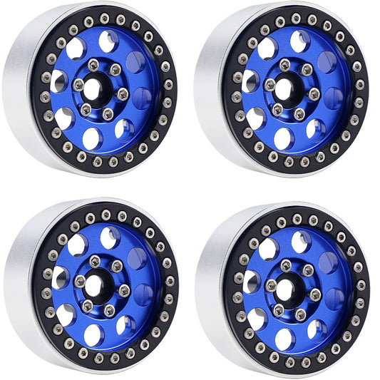 Powerhobby B2 Aluminum 1.9 Beadlock Wheels 9mm Hubs Blue (4) 1/10 Rock Crawler - PowerHobby