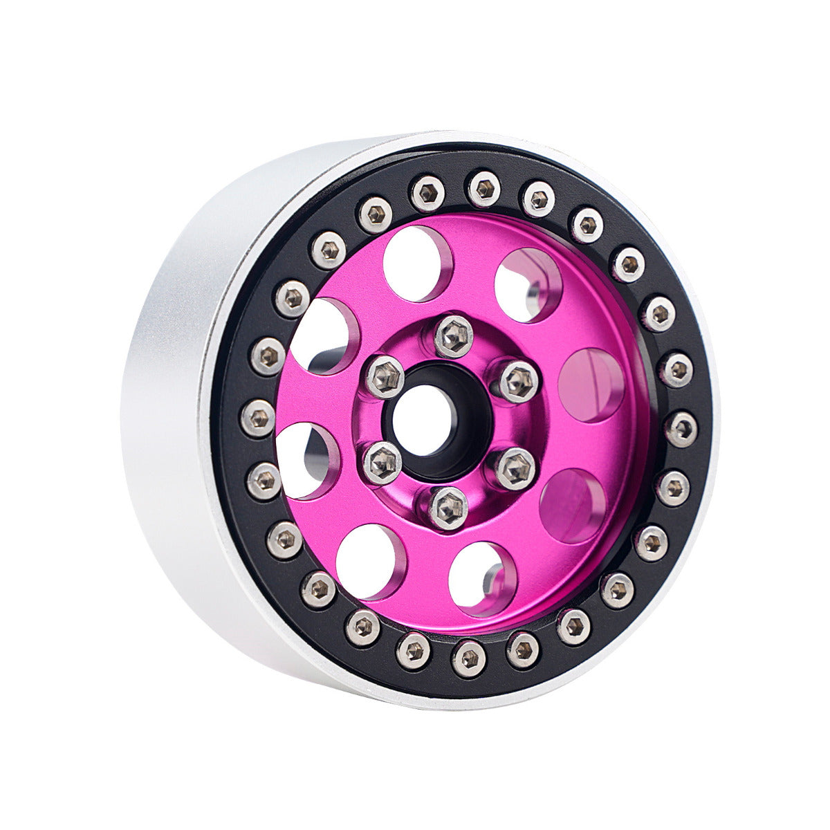 Powerhobby B2 Aluminum 1.9 Beadlock Wheels 9mm Hubs Pink (4) 1/10 Rock Crawler - PowerHobby