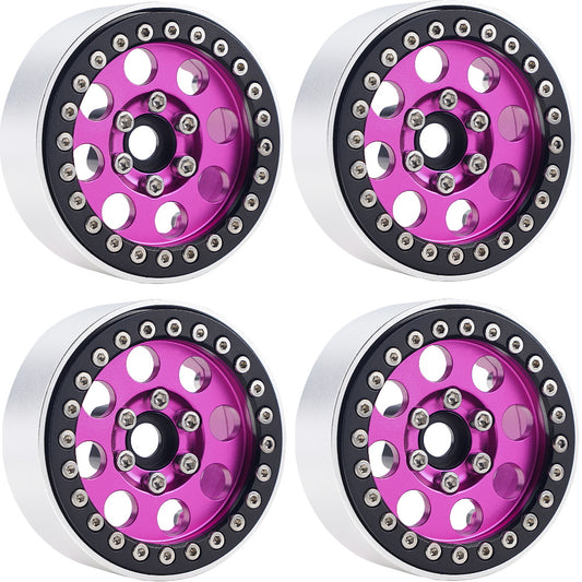 Powerhobby B2 Aluminum 1.9 Beadlock Wheels 9mm Hubs Pink (4) 1/10 Rock Crawler - PowerHobby