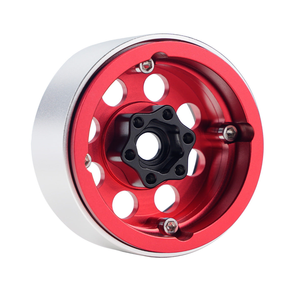 Powerhobby B2 Aluminum 1.9 Beadlock Wheels 9mm Hubs Red (4) 1/10 Rock Crawler - PowerHobby