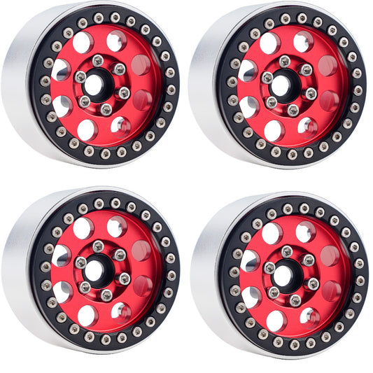 Powerhobby B2 Aluminum 1.9 Beadlock Wheels 9mm Hubs Red (4) 1/10 Rock Crawler - PowerHobby