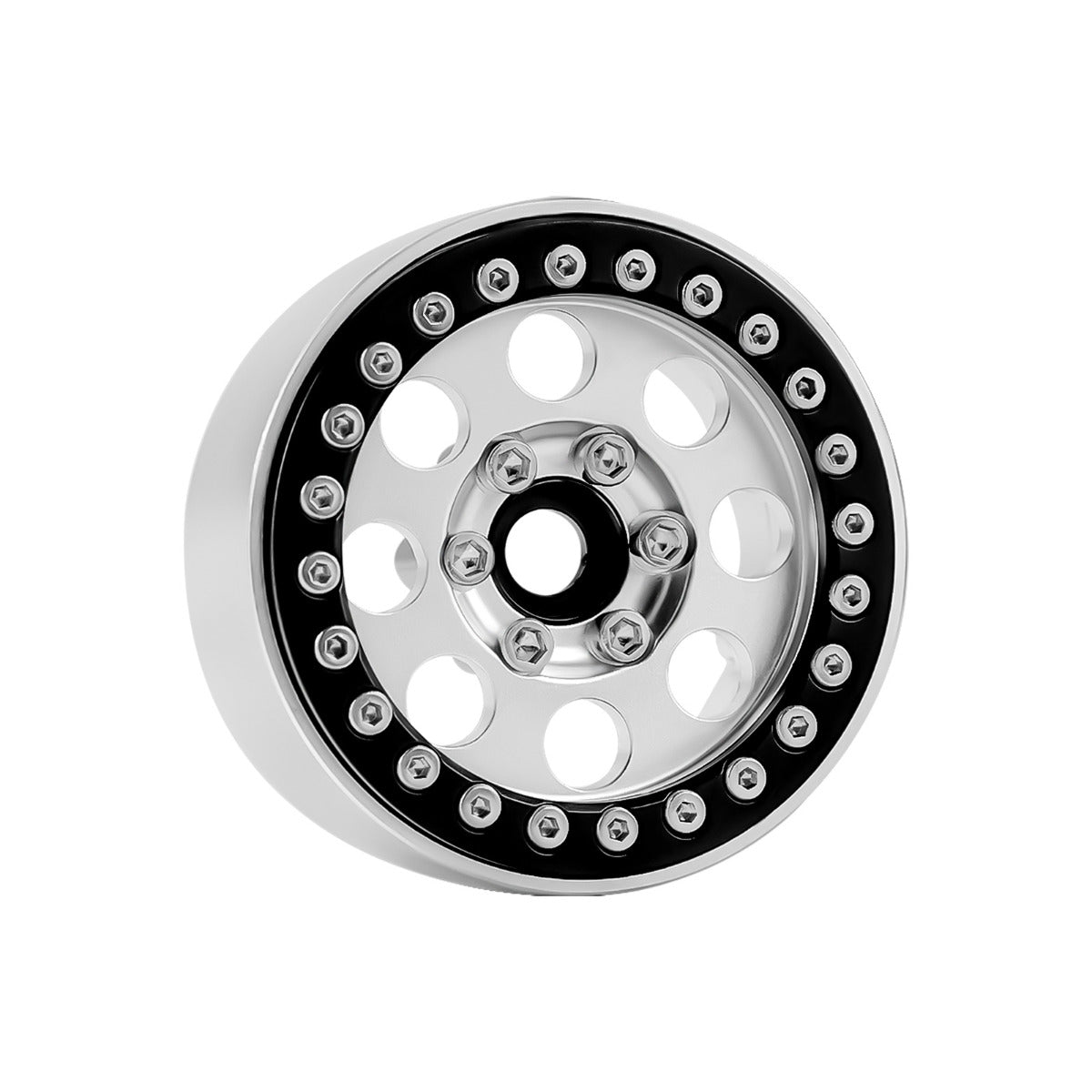 Powerhobby B2 Aluminum 1.9 Beadlock Wheels 9mm Hubs Silver (4) 1/10 Rock Crawler - PowerHobby