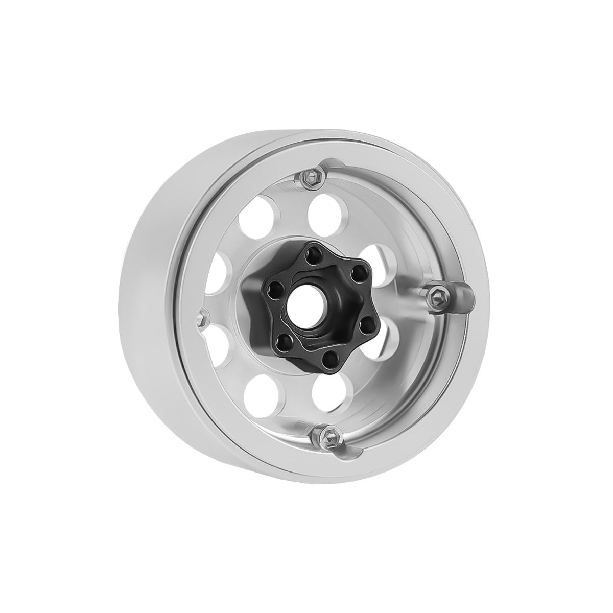 Powerhobby B2 Aluminum 1.9 Beadlock Wheels 9mm Hubs Silver (4) 1/10 Rock Crawler - PowerHobby