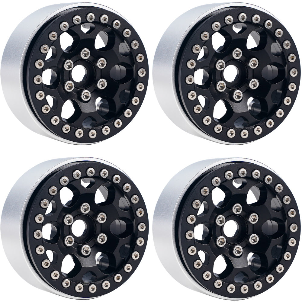 Powerhobby B3 Aluminum 1.9 Beadlock Wheels 9mm Hubs Black (4) 1/10 Rock Crawler - PowerHobby