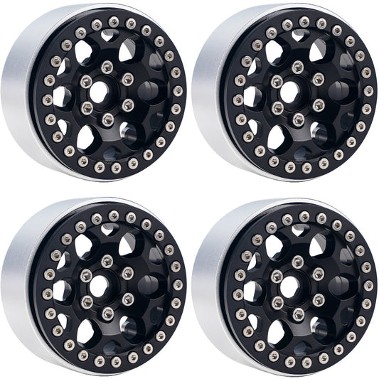 Powerhobby B3 Aluminum 1.9 Beadlock Wheels 9mm Hubs Black (4) 1/10 Rock Crawler - PowerHobby