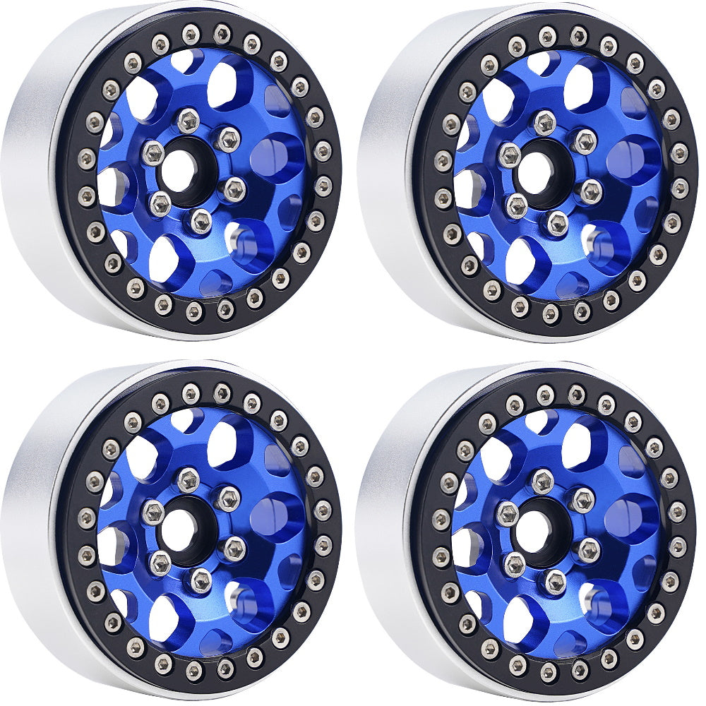 Powerhobby B3 Aluminum 1.9 Beadlock Wheels 9mm Hubs Blue (4) 1/10 Rock Crawler - PowerHobby