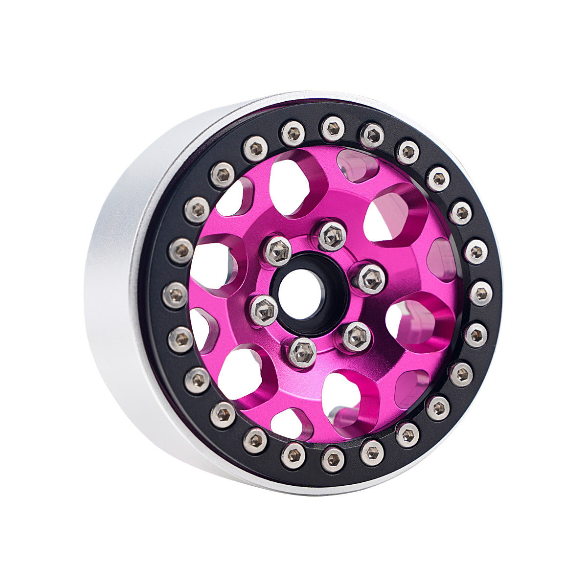 Powerhobby B3 Aluminum 1.9 Beadlock Wheels 9mm Hubs Pink (4) 1/10 Rock Crawler - PowerHobby