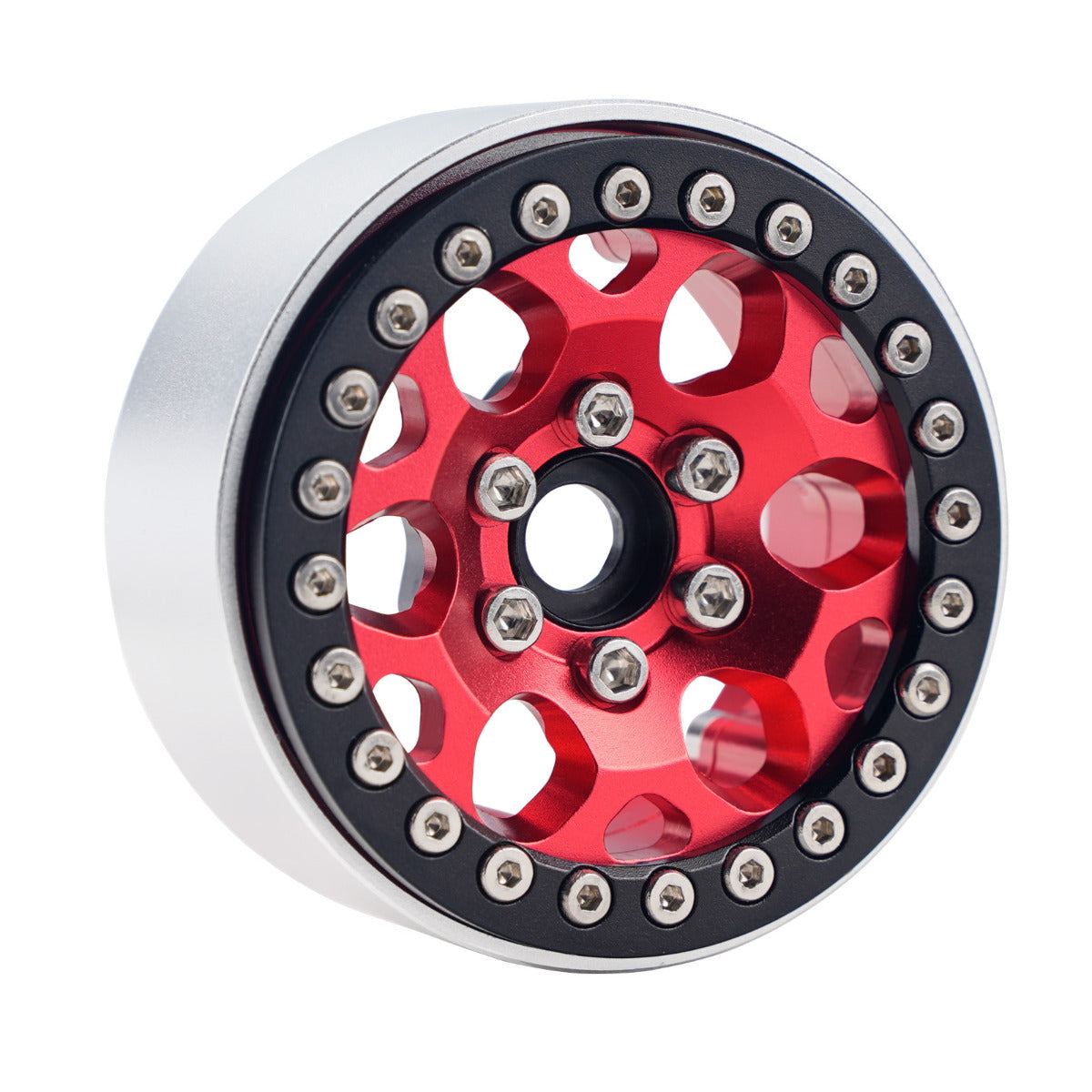 Powerhobby B3 Aluminum 1.9 Beadlock Wheels 9mm Hubs Red (4) 1/10 Rock Crawler - PowerHobby