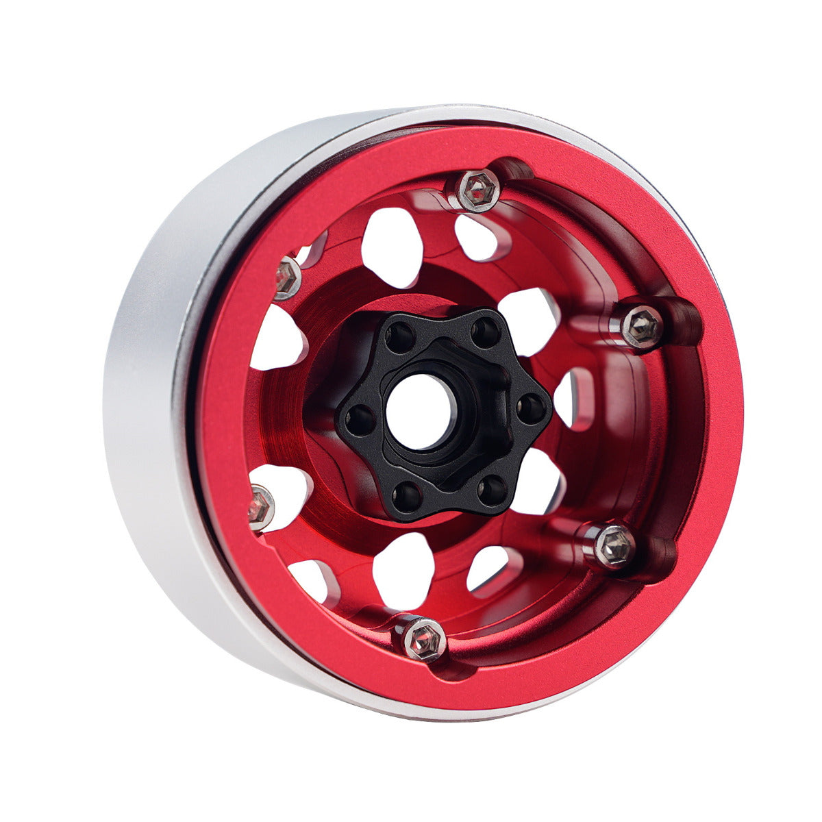 Powerhobby B3 Aluminum 1.9 Beadlock Wheels 9mm Hubs Red (4) 1/10 Rock Crawler - PowerHobby