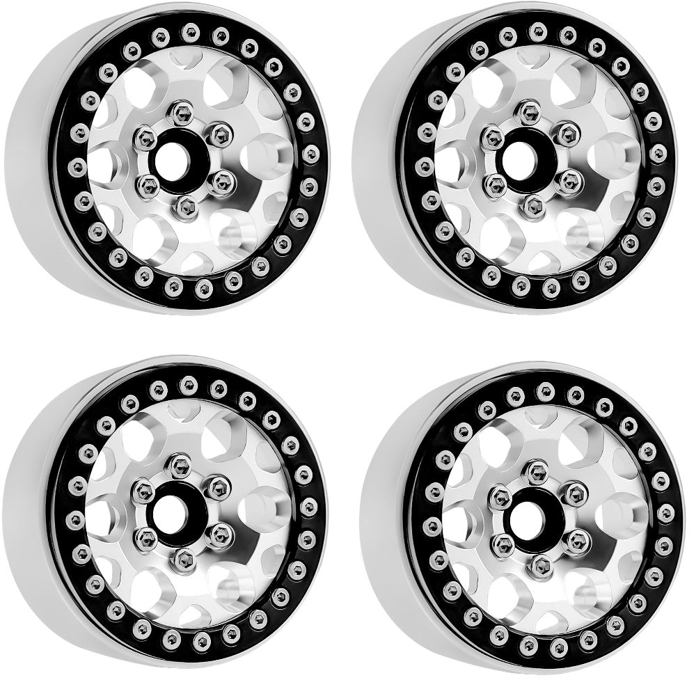 Powerhobby B3 Aluminum 1.9 Beadlock Wheels 9mm Hubs Silver (4) 1/10 Rock Crawler - PowerHobby