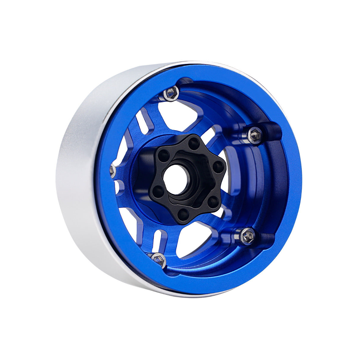 Powerhobby B4 Aluminum 1.9 Beadlock Wheels 9mm Hubs Blue (4) 1/10 Rock Crawler - PowerHobby