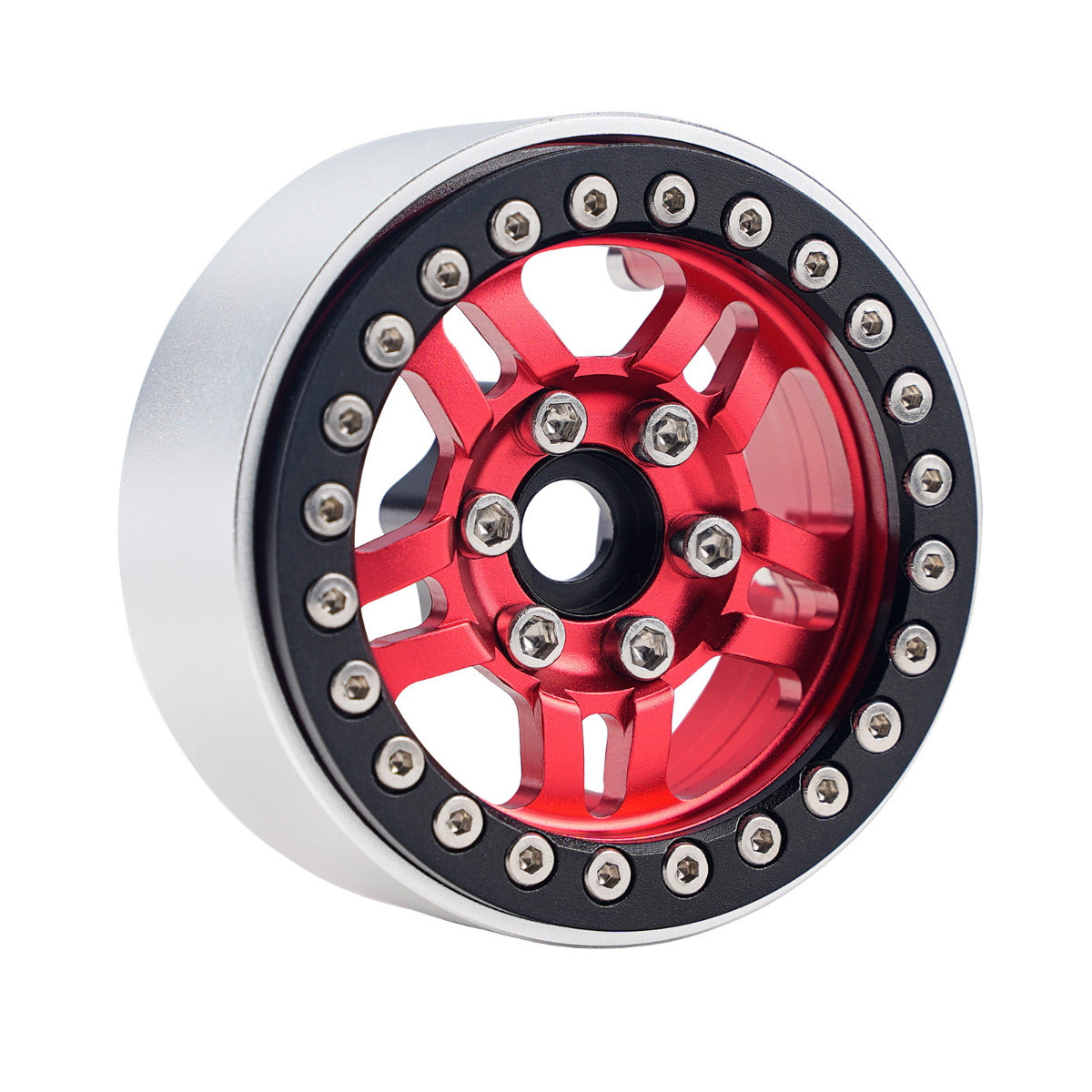 Powerhobby B4 Aluminum 1.9 Beadlock Wheels 9mm Hubs Red (4) 1/10 Rock Crawler - PowerHobby