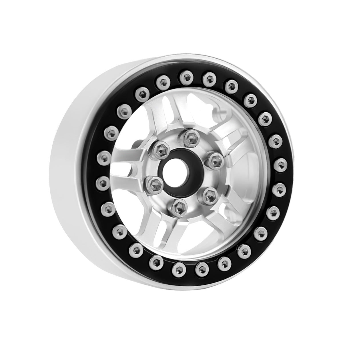 Powerhobby B4 Aluminum 1.9 Beadlock Wheels 9mm Hubs Silver (4) 1/10 Rock Crawler - PowerHobby