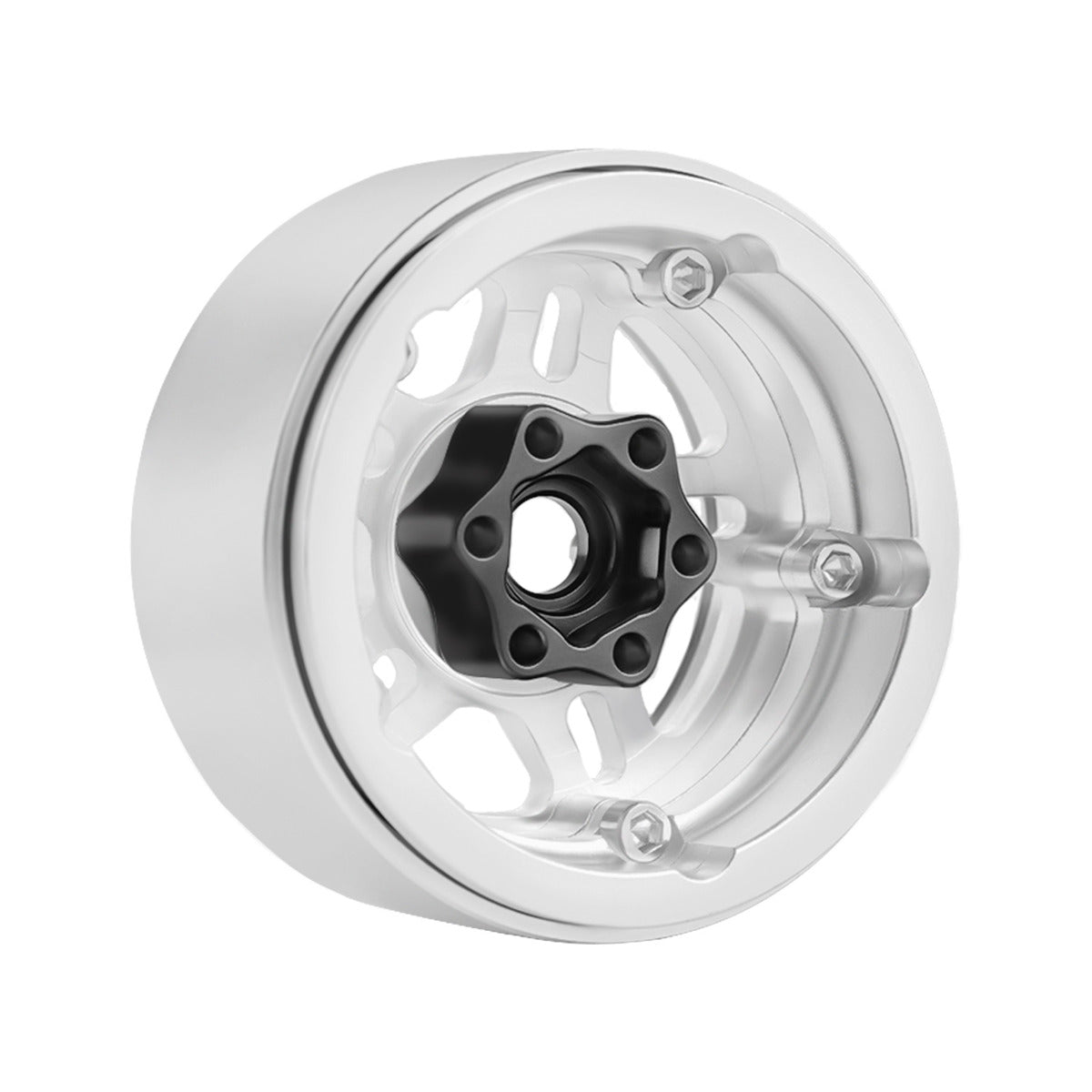 Powerhobby B4 Aluminum 1.9 Beadlock Wheels 9mm Hubs Silver (4) 1/10 Rock Crawler - PowerHobby