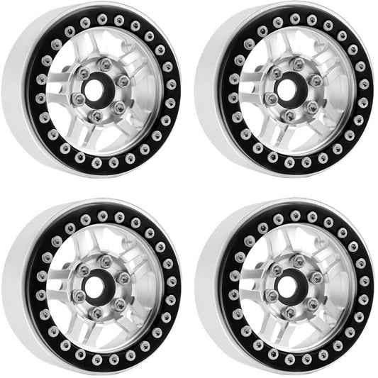 Powerhobby B4 Aluminum 1.9 Beadlock Wheels 9mm Hubs Silver (4) 1/10 Rock Crawler - PowerHobby