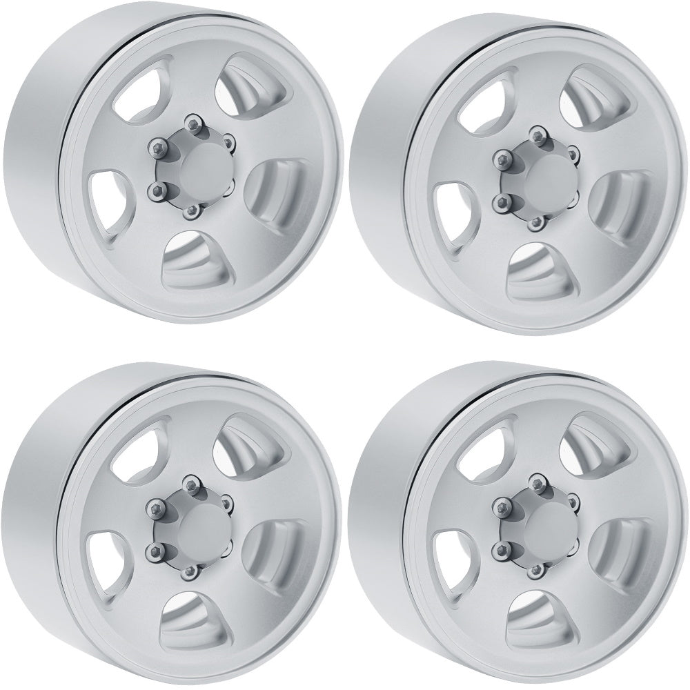 Powerhobby X5 Aluminum 1.9" Beadlock Wheels Silver (4) - PowerHobby