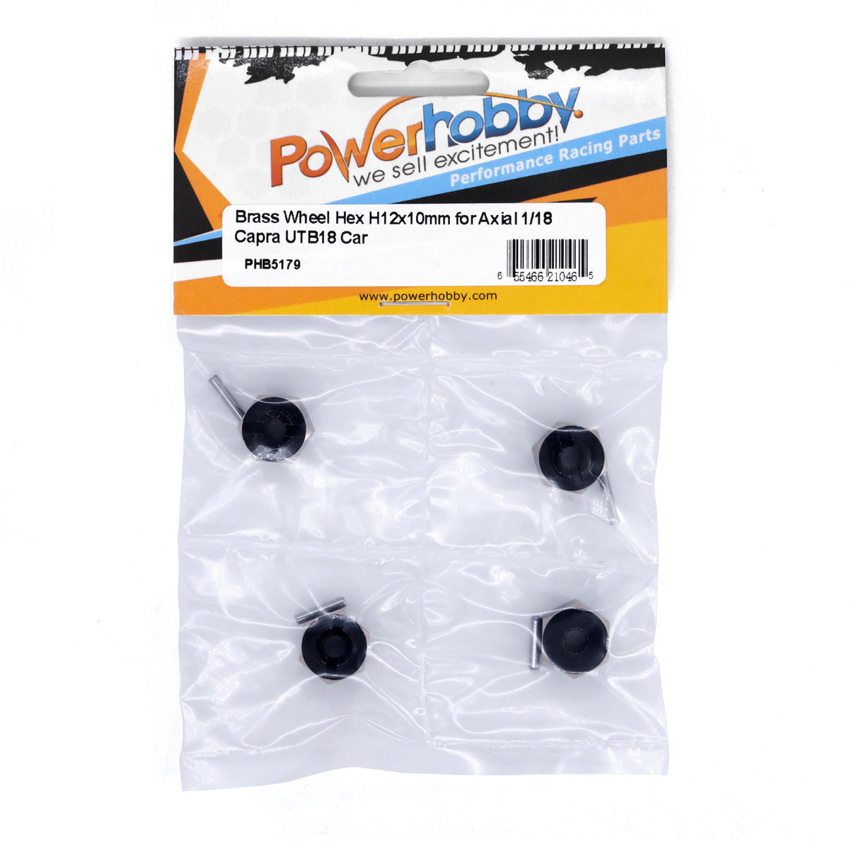 Powerhobby Brass Wheel Hex Axial 1/18 Capra UTB18 Black - PowerHobby